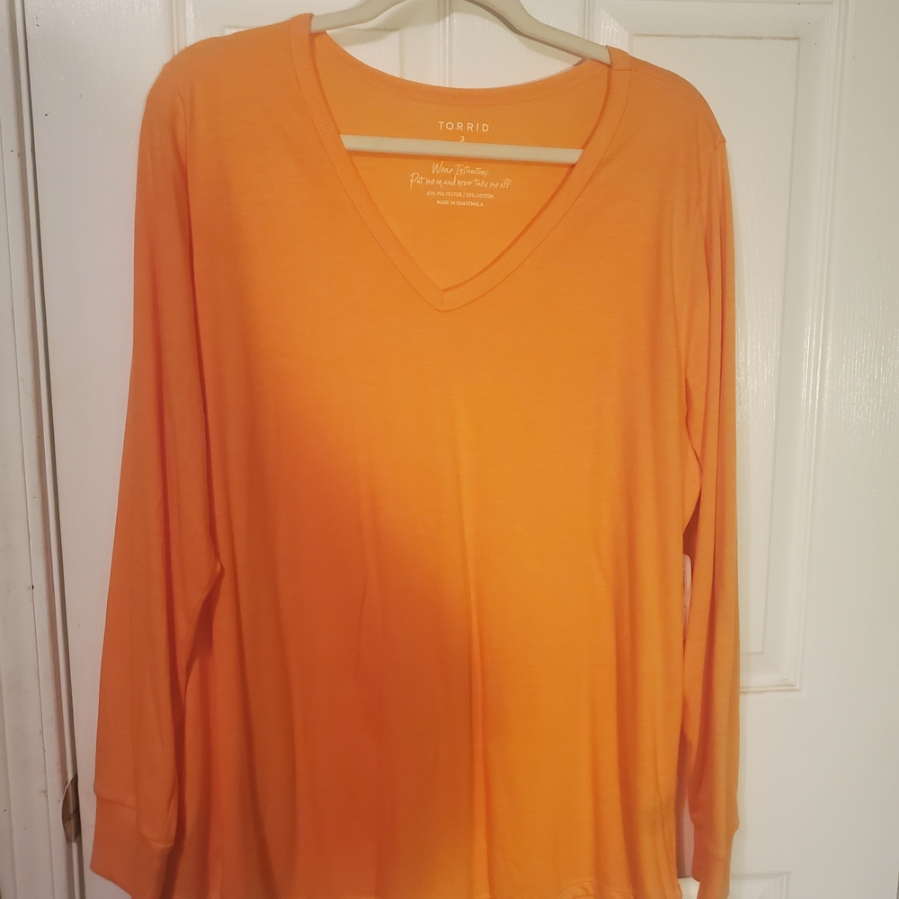 Torrid Women's Vibrant Orange Long Sleeve Top- New With Tags